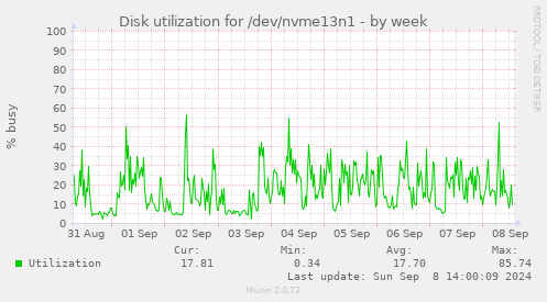 Disk utilization for /dev/nvme13n1