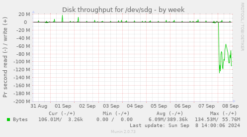 Disk throughput for /dev/sdg