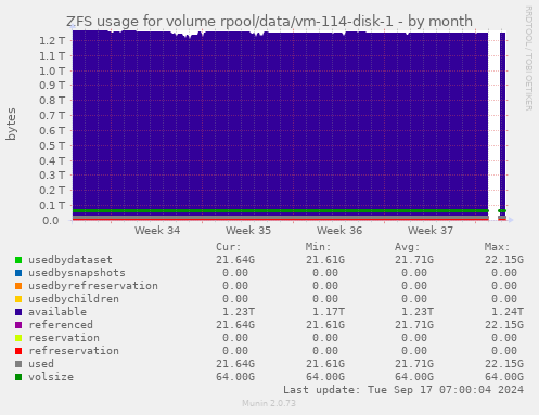 ZFS usage for volume rpool/data/vm-114-disk-1